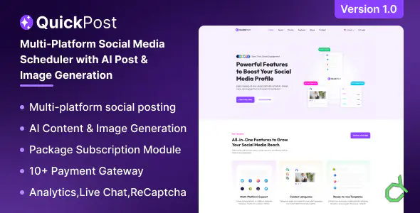 Preview of QuickPost – Multi-Platform Social Media Scheduler with AI Post & Image Generation (Laravel SaaS) item